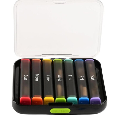 7-Day Pill Organizer, Weekly Medication Storage, Compact, Durable, Portable, Water-Proof, Eco-Friendly, Easy Refill