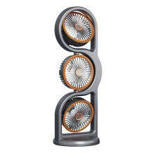 Portable Three- Fan USB Rechargeable 360 Circulation 5-Speed Wind Dormitory and Outdoor Desktop Fan A