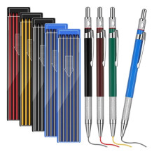 Lot de 4 Crayons de Soudeur avec 60 Recharges Rondes, Marqueur Métallique pour les Travailleurs de la Construction