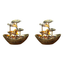 2X Ontspanning Indoor Waterval Fontein Tafelblad Fontein LED Licht voor Thuiskantoor Kamer Desktop Decoratie A