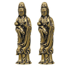 2X Buddha nel Miniatura Guan Yin Bodhisattva Bronzo Buddha Statua nel Bronzo per Piccoli Paesaggi Decorazione Articoli nel Bronzo Antico