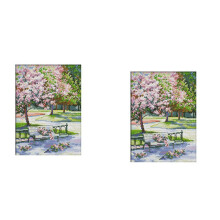 2X Kreuz Stich Gestempelt Kits 14CT Bedruckte Stickerei Stoff Nadel Spitzen Kits Einfache Muster für AnfäNger 10,63 X 12,99 Zoll