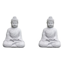 2X Estatua de Buda de JardíN Vintage Interior Al Aire Libre JardíN Zen Budismo Estatuilla Escultura Hogar Oficina Tienda DecoracióN Ornamento