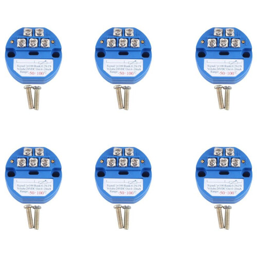 6X RTD PT100 Temperature Transmitter Module Thermal Resistance -50-100C DC24V Output 4-20MA