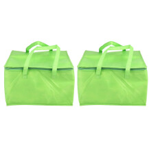2X Foldable Large Cooler Bag Portable Food Cake Insulated Bag Aluminum Foil Thermal Box Green
