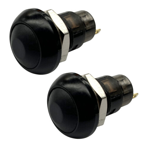 2X -Off Latching Waterproof 12mm Push Button  SPST 2A IP67, Black
