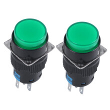 2X Ac 250V 5A Spdt 1No 1Nc 5 Pin Interruttore A Pulsante Verde A Chiusura Lampo con Lampada LED 220V