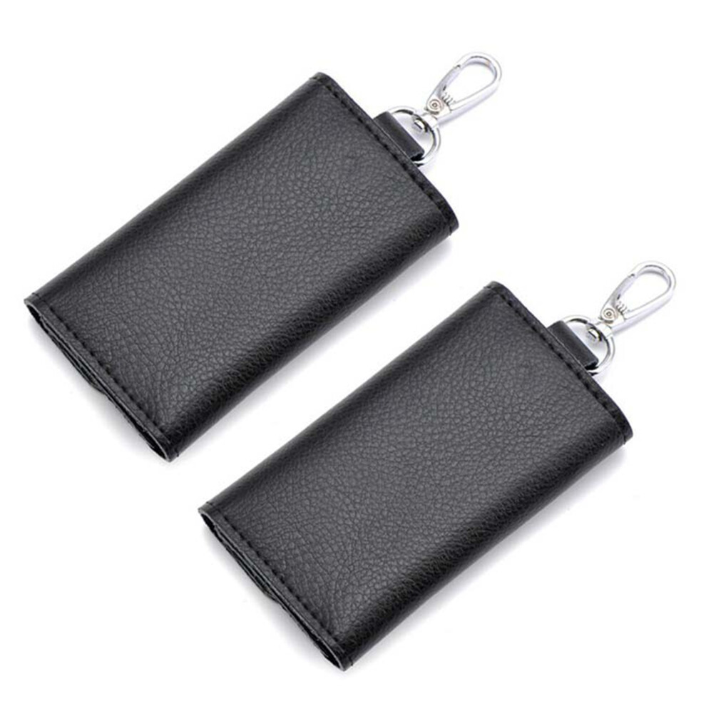 2X Keychain Men Women Key Holder Organizer Pouch Car Key Bag Wallet Housekeeper Key Case Card Bag Black 6033113254088
