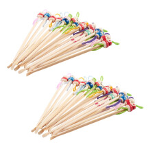32 Pcs Assorted Color China Doll Top Wood Earwax Scoop Earpick