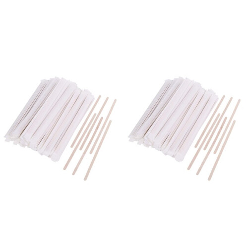 Palitos de Madeira para Mexer Café 7,5 Polegadas - Pacote com 200 Pontas Redondas, Agitadores Ecológicos para Bebidas Quentes, Madeira Natural B