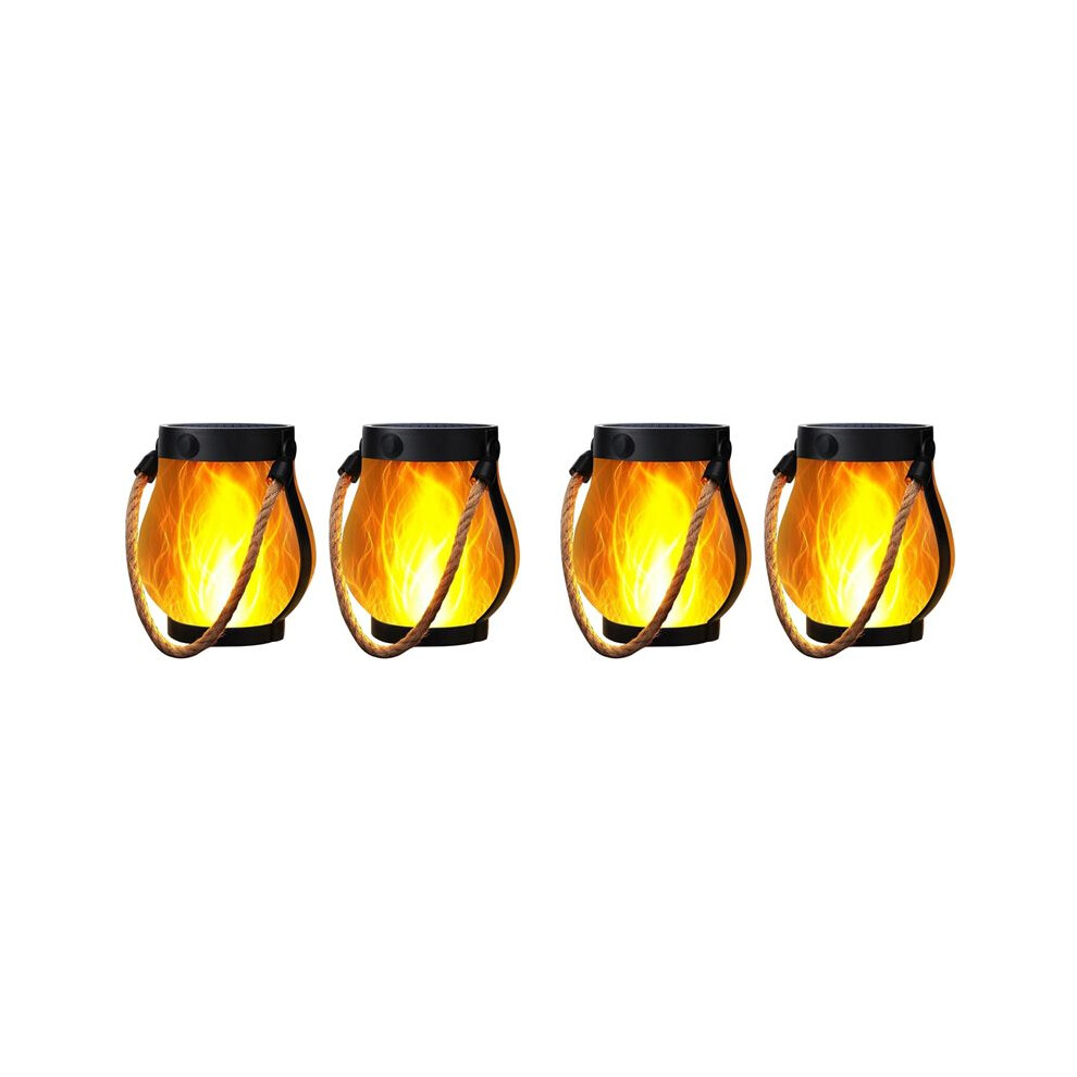 4X Solar Lanterns Lights Flickering Flame Garden Lights With Dual Charging Usb & Solar Waterproof Hanging Lantern 4713940347352