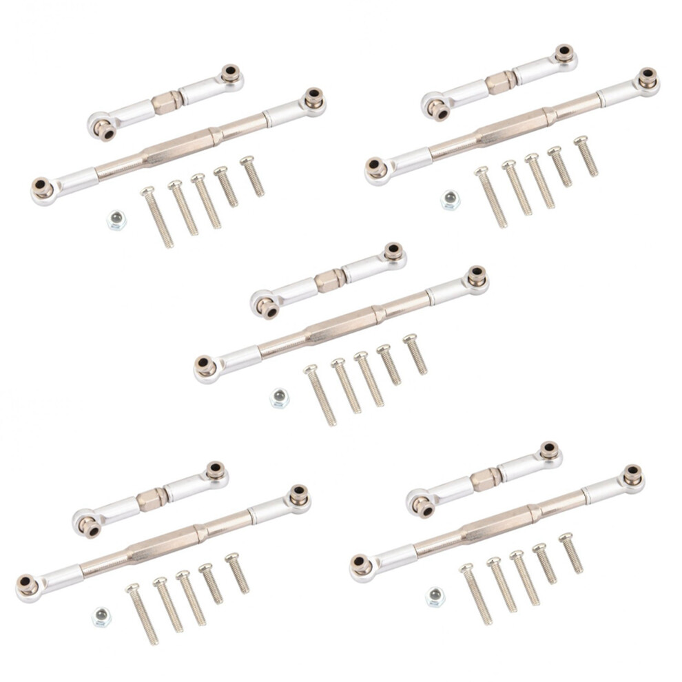 5X Rc Steering Rod Cnc Machining Steering Linkage Rod Set For Wpl 1608T Rc Truck Rc Steering Linkage Set, Grey 4713786100265