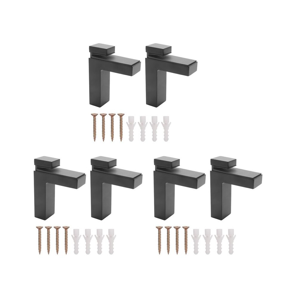 6 Pcs Adjustable Wood/Glass Shelf Bracket Wall Mount Heavy Duty Floating Brackets For 3-28Mm Thick Shelves, Black 6031982801266