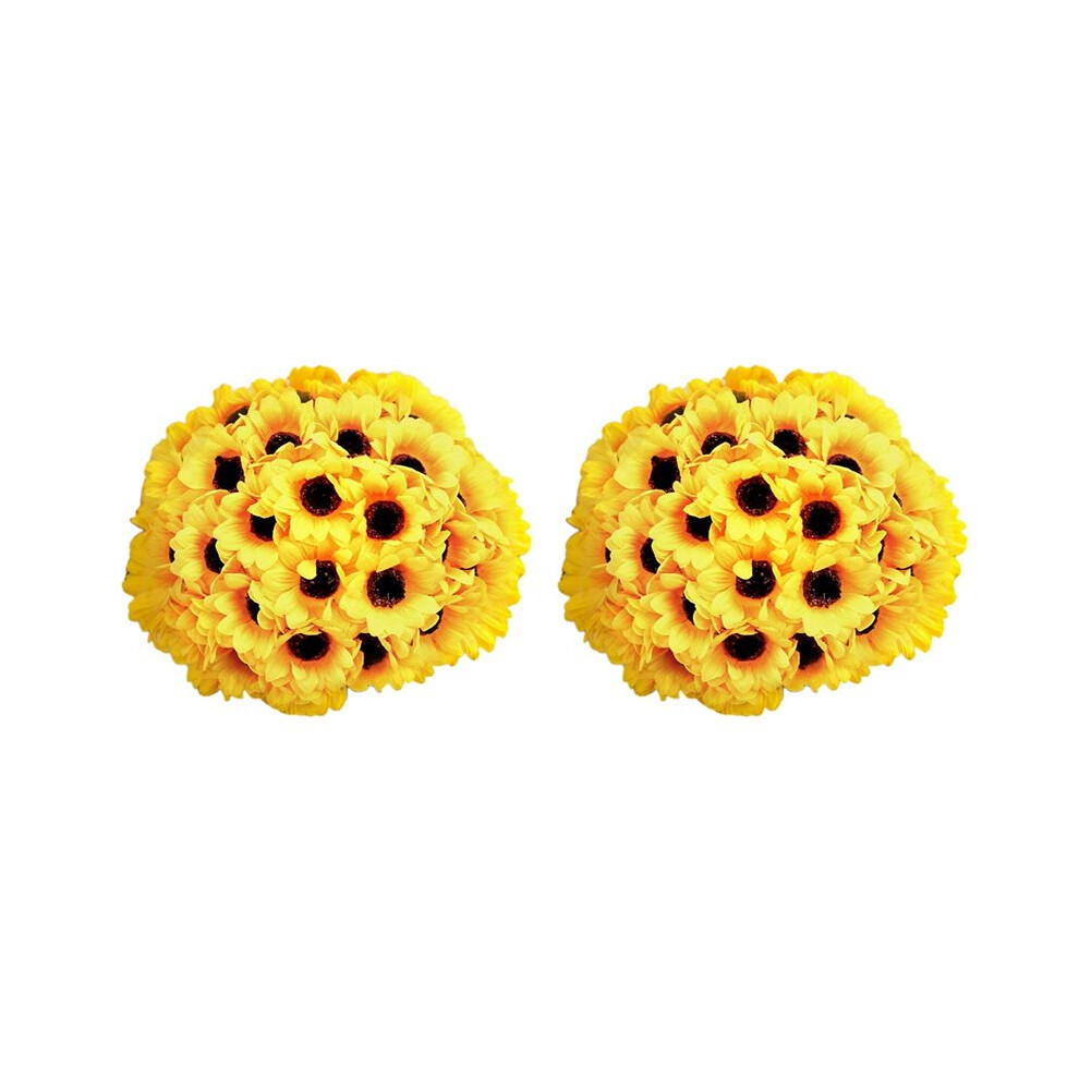 100Pcs Artificial Sunflower Heads Silk Sun Flowers Artificial Sunflowers Arrangements For Birthday Party Home Decor 7Cm Brown/Yellow 6031995453230