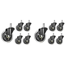 Bureaustoelwielen 10 mm Stuurpen, Compatibel voor Merkstoelen, 3/8 Inch Vervangende Rubberen Stoelwielen, Set van 10