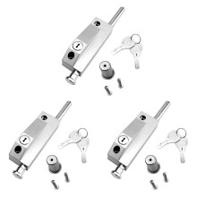 3X Sliding Door Lock for Window Glass Patio Doors Silver Auxiliary Security Lock Glass Door Lock Mortise Lock