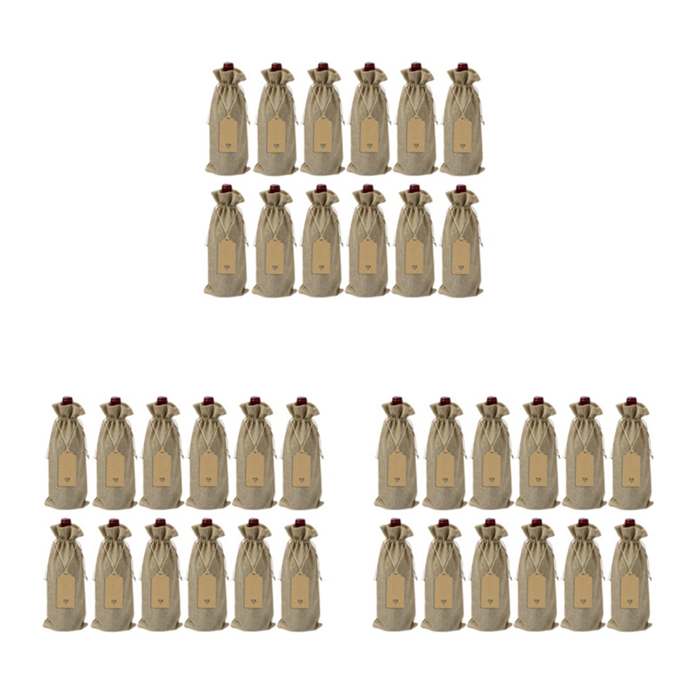 36 Pieces Burlap Wine Bags Jute Wine Bottle Bags With Drawstrings Reusable Wine Gift Bags With Tags For Blind Tasting 4712491686637