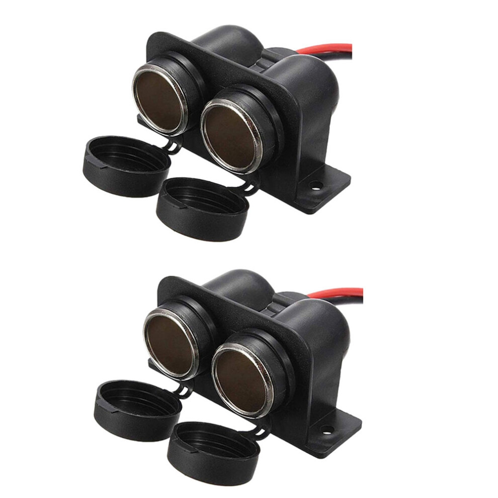 2X Cigarette Lighter Socket 12V Waterproof Dual Power Plug Outlet With Wire For Car Motorcycle Scooter Boat Atv Rv 6033405121524