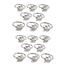 16PCS Leaf Napkin Rings Metal Silver Napkin Holder Table Napkin Rings for Dinning Table Parties Everyday