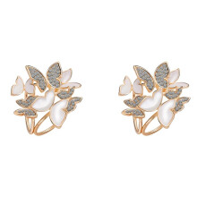 2X Elegante 3 Anelli Farfalla Sciarpa Squillare Seta Sciarpa Fibbia Clip (Oro)