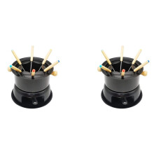 2X Stainless Steel Fondue Pot Set Cheese Chocolate Fondue 12 Dipping Forks and Removable Pot Melts Candy Sauce Dip