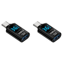 2PCS Digital LED Display USB 3.2 Adapter 10Gbps 36-60W Power Meter Tester Chip Data Transmission USB C Extension A