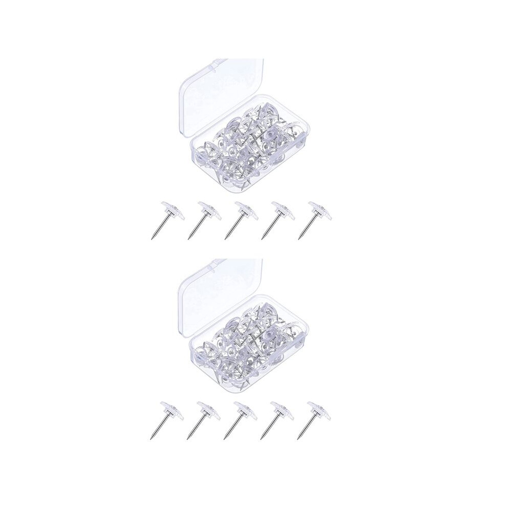 100Pcs Clear Push Pins Small Plastic Thumb Tacks Steel Point And Clear Plastic Pushpins For Cork Board 6031982848407