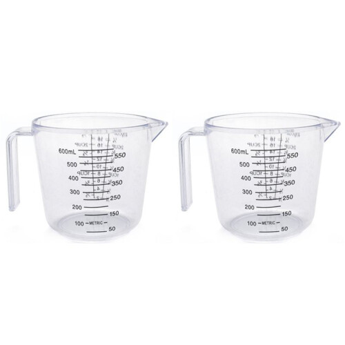 2X Baking Tools Double-Sided Graduated Plastic Measuring Cup with Graduated Measuring Cup Measuring Cylinder 600Ml