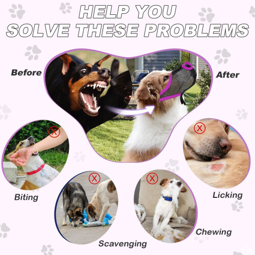 Breathable Mesh Dog Muzzle - Anti-Bite, Anti-Bark, Anti-Lick Purple Pet Muzzle  M 1