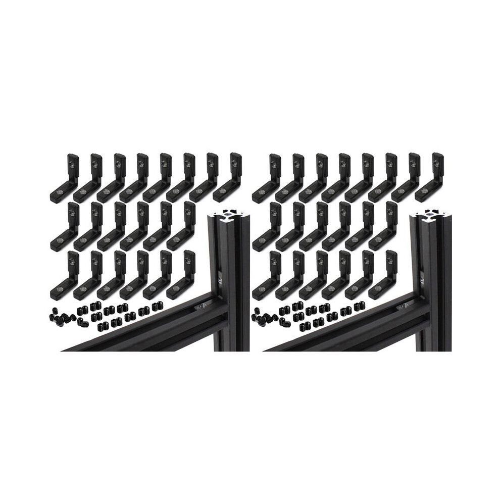 40Pcs 20S L Shape Black Inner Corner Connector Joint Bracket With Screws For 2020 Aluminum Profile With Slot 6Mm 4713281329437