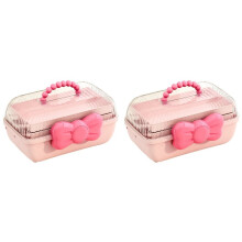 2X Scatole Portaoggetti per Accessori per Capelli per Bambini, Collane, Fasce per Capelli, Forcine e Fiocchi, Pieghevoli, da Scrivania, Antipolvere,