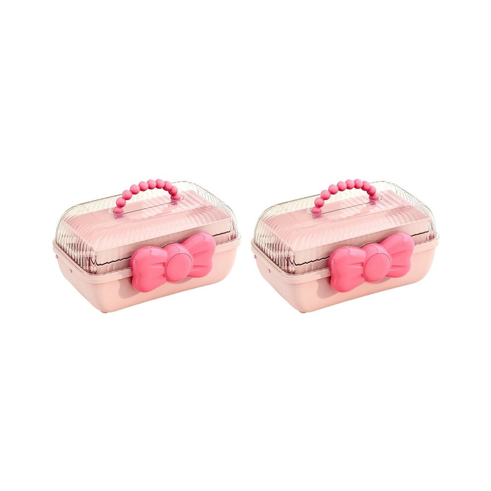 Torribaly 2X Storage Boxes For Children's Hair Accessories Necklaces Headbands Hairpins And Bows Foldable Desktop Dustproof-A