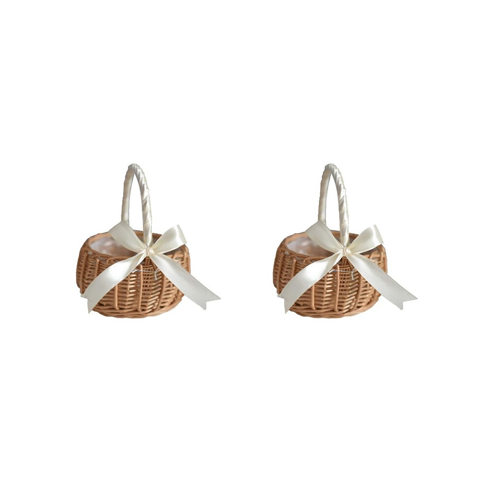 2X Woven Flower Basket Hualanzi Wicker Basket Candy Gift Basket 15Cm 6033533208289