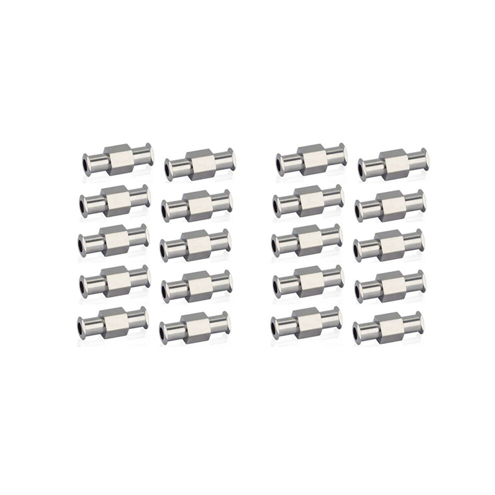 20Pcs Coupler Luer Syringe Connector Metal Double Joints Luer Lock Adapter Coupler For Pneumatic Parts Torribaly