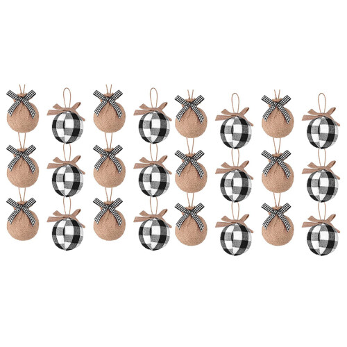 24 Unidades 2-1 / 2 Polegadas Branco Preto  Check Xadrez Costura Serapilheira DecoraçõEs de Natal