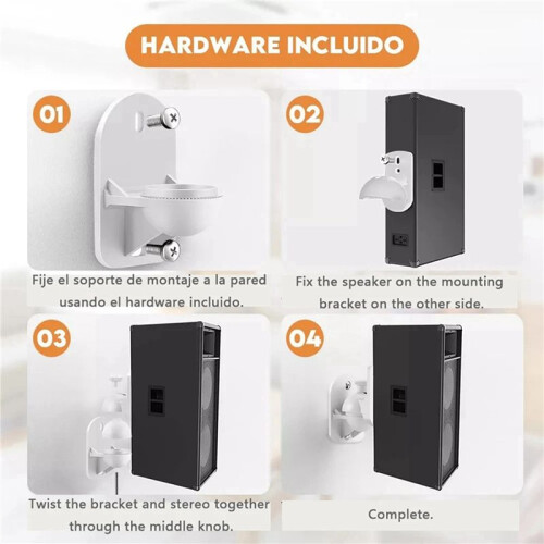 4PCS Universal Speaker Wall Mount Bracket Ceiling Stand Clamp with Adjustable Swivel and Tilt Angle Rotation 2