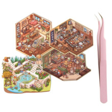 Sada 3D miniatúrnych nálepiek scén – 4 kusy