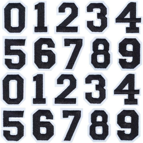Toppe numeriche termoadesive da 0 a 9, in feltro nero, 50 pezzi