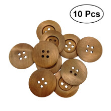 Holzknöpfe mit rundem Loch, braun, 10er-Pack