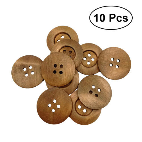 Treknapper Runde Hull Brune 10-pakning