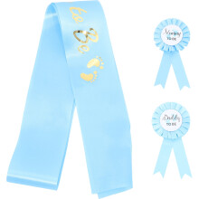 Conjunto de banda y distintivo para baby shower para mamá y papá