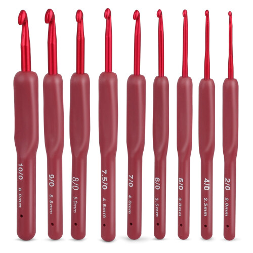 Ensemble de 9 crochets ergonomiques DISEN, 2–6 mm
