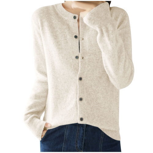 Dam Grovstickad Kofta Beige 2XL