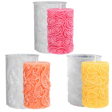 moldes de silicona para velas: forma de ola, rosa y molino de viento.