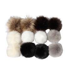 Pompony z imitacji futra lisa do czapek – 12 szt., 10 cm