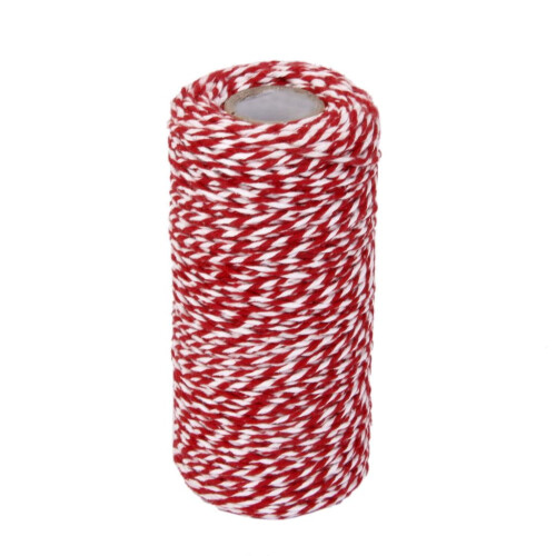 Katoenen touw, 2 mm diameter, rood-wit knutselkoord