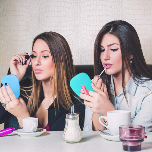 Handheld Hand Mirror Compact Travel Makeup Mirror Handheld Cosmetic Mirror with Handle Personal Mirror Vanity Mirror 1
