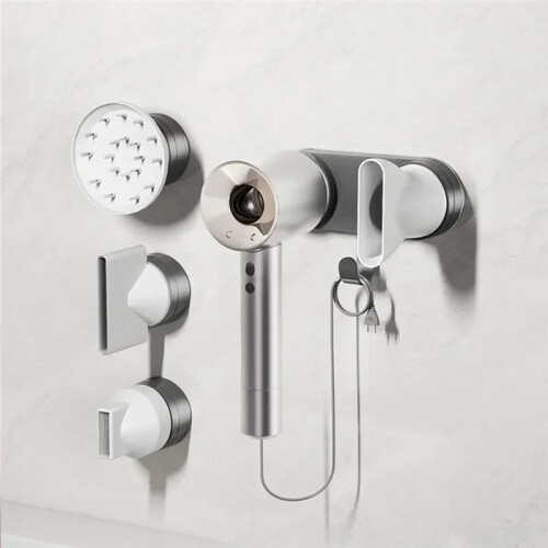 Magnetic Suction Hair Dryer Bracket with Dual Tier Floor Type Storage 1