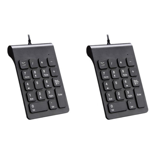 2X  USB Wired Numeric Keypad Numpad 18 Keys Digital Keyboard for Accounting Teller Laptop Windows Android (Black)