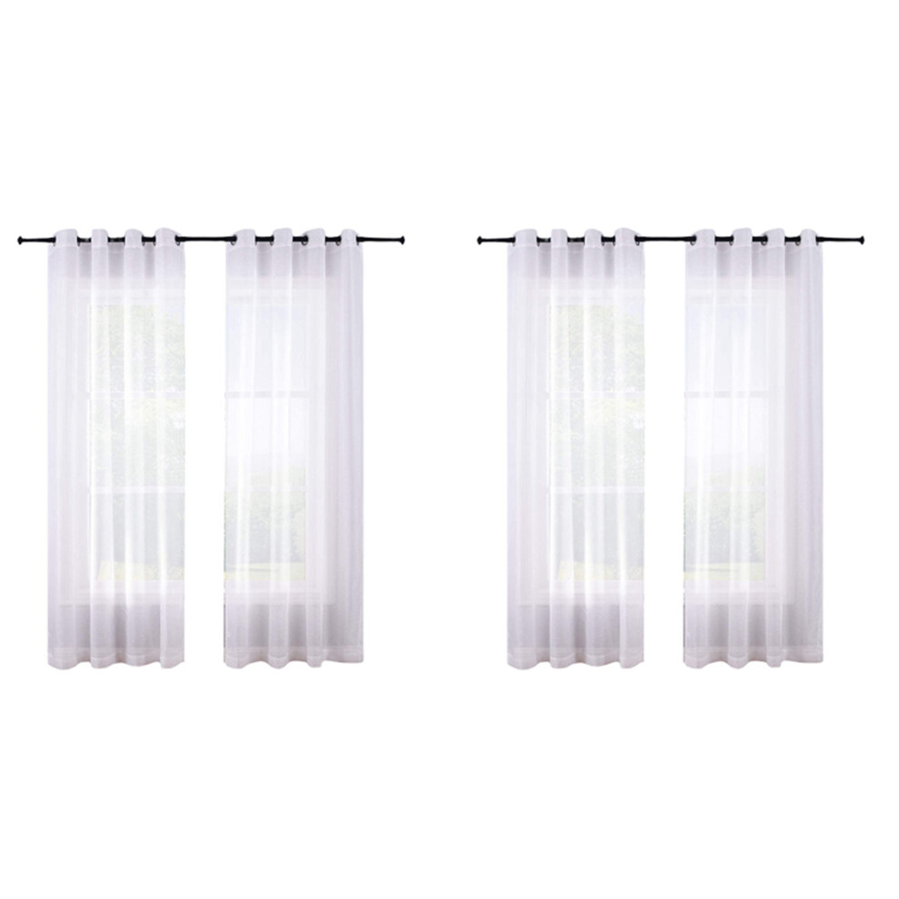 Torribaly 210Cm Sheer Curtains White Grommet Set Of 4 Panels Window Sheer Semi Drapes Polyester Voile Curtains For Bed Room